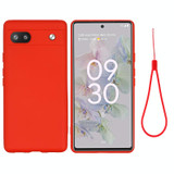 For Google Pixel 6a Pure Color Liquid Silicone Phone Case(Red)