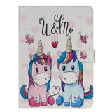 For 10 inch Universal Tablet PC Colored Drawing Pattern Horizontal Flip PU Leather Case with Holder & Card Slots(Couple Unicorn)