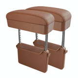 2 PCS Universal Car PU Leather Wrapped Armrest Box Cushion Car Armrest Box Mat with Storage Box (Brown)