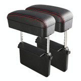 2 PCS Universal Car PU Leather Wrapped Armrest Box Cushion Car Armrest Box Mat with Storage Box (Black Red)