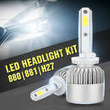 2 PCS S2 880 / 881 / H27 18W 6000K 1800LM IP65 2 COB LED Car Headlight Lamps, DC 9-30V(Cool White)