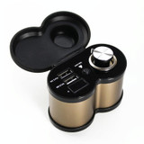 Portable Motorcycle Aluminum Alloy Dual USB Charger Cigarette Lighter (Gold)