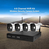 SriHome NVS002 1080P 4-Channel NVR Kit Wireless Security Camera System, Support Humanoid Detection / Motion Detection / Night Vision, UK Plug