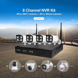 SriHome NVS001 1080P 4-Channel NVR Kit Wireless Security Camera System, Support Humanoid Detection / Motion Detection / Two Way Audio / Night Vision, AU Plug