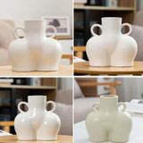 XQY-01 Home Ceramic Vase Decoration Crafts Ornaments Simulation Body Art Dried Flower Vase,Size: Large (Matte White)