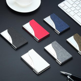 2 PCS Male And Female Business Large-Capacity Stainless Steel Business Card Case(Oracle Blue)