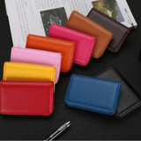 2 PCS PU Leather Metal Business Card Holder Magnetic Lychee Stainless Steel Business Card Case(Orange)