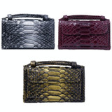 Ladies Snake Texture Print Clutch Bag Long Crossbody Bag With Chain(4# Dark Gold)