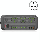 T17 3000W High-power 24-hour Smart Timing Socket QC3.0 USB Fast Charging Power Strip Socket , Cable Length: 2m, UK Plug(Black)