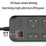 T17 3000W High-power 24-hour Smart Timing Socket QC3.0 USB Fast Charging Power Strip Socket , Cable Length: 2m, US Plug(White)