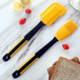 2 in 1 Baked Scraper High Temperature Resistance Silicone Butter Blade Cake Cream Smear Brush Set(Yellow)