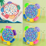 Magnetic Fishing Toy Children Educational Multifunctional Music Rotating Fishing Plate, Colour: Hook Battery Style+15 Fish 4 Rods