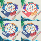 Magnetic Fishing Toy Children Educational Multifunctional Music Rotating Fishing Plate, Colour: Blue Battery Style+15 Fish 4 Rods