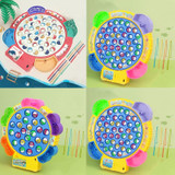 Magnetic Fishing Toy Children Educational Multifunctional Music Rotating Fishing Plate, Colour: Hook Battery Style+45 Fish 4 Rods