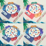 Magnetic Fishing Toy Children Educational Multifunctional Music Rotating Fishing Plate, Colour: Blue Battery Style+24 Fish 5 Rods