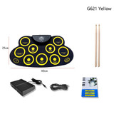 Children Hand Roll Electronic Drum DTX Game Portable Drum(G621 Yellow)