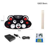 Children Hand Roll Electronic Drum DTX Game Portable Drum(G603 Bears)