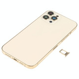 Battery Back Cover Assembly (with Side Keys & Speaker Ringer Buzzer & Motor & Camera Lens & Card Tray & Power Button + Volume Button + Charging Port & Wireless Charging Module) for iPhone 12 Pro Max(Gold)