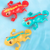 3 PCS Bathroom Playing Toys Baby Bathing Water Dolls On The Chain Swimming Bears And Lizards For Children(Yellow Lizard)