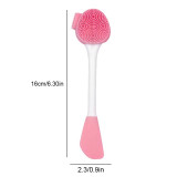 7 PCS Hand-Held Silicone Cleansing Brush And Mask Brush Pink White Double-head Knife
