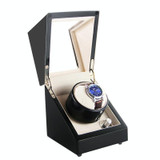 Automatic Watch Shaker Electric Rotating Winding Watch Gift Box, US Plug(Black White)