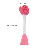 7 PCS Hand-Held Silicone Cleansing Brush And Mask Brush Pink White Double-head Fish Tail