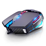 YINDIAO 3200DPI 4-modes Adjustable 7-keys RGB Light Wired Metal Mechanical Hard Core Macro Mouse, Style: Audio Version(Black)