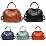 2P1006 Ladies Single-Shoulder Leather Messenger Bag, Colour: Black (L)