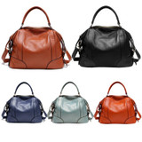 2P1006 Ladies Single-Shoulder Leather Messenger Bag, Colour: Lake Blue (L)