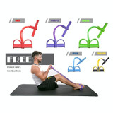 3 PCS Multifunctional Four-Tube Pedal Puller Pedal Elastic Rope Sit-Ups Aid Abdomen Fitness Equipment(Blue)