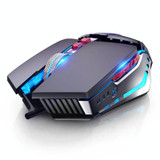 YINDIAO 3200DPI 4-modes Adjustable 7-keys RGB Light Wired Metal Mechanical Hard Core Macro Mouse, Style: Silent Version (Black)