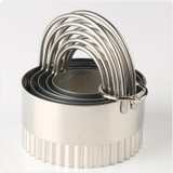5 in 1 Stainless Steel Circular Wave Pattern Biscuit Cutter Set With Handle Fondant Tool Diameter: 8.5/7.5/6.3/5.3/4.3cm