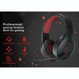 SADES MH601 3.5mm Plug Wire-controlled Noise Reduction E-sports Gaming Headset with Retractable Microphone, Cable Length: 2.2m(Black Red)
