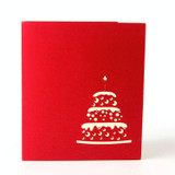 2 PCS 3D Three-Dimensional Cake Birthday Card Children Handmade Gift Small Card(Red Cover)