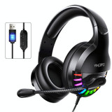 YINDIAO Q2 Head-mounted Wired Gaming Headset with Microphone, Version: Single USB Sound Card(Black)