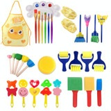 Children DIY Sponge Seal Painting Brush Painting Tool Set(Yellow Painting Clothes)