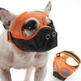 Bulldog Mouth Cover Flat Face Dog Anti-Eat Anti-Bite Drinkable Water Mouth Cover M(Orange Black)
