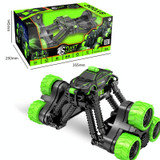 Remote Control Off-Road Tumbling Stunt Car Climbing Telescopic Deformation Toy Remote Control Car(Black Green)