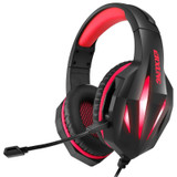 ERXUNG J5 Head-Mounted Gaming Headset Wire-Controlled Desktop Computer Gaming With Microphone  Luminous Headset(Black Red)