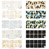2 Sets Geometric Pattern Staircase Wall Tile Sticker Kitchen Stove Water And Oil Proof Stickers, Specification: S: 10x10cm(HT-014 Light Gold)