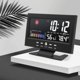 8082T Weather Forecast Clock LED Color Screen Perpetual Calendar Temperature And Humidity Intelligent Voice Control Electronic Alarm Cloc,Specification: Black + USB