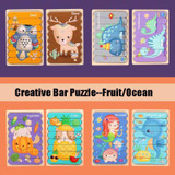 QBT01 Children Double-Sided Wooden Puzzle Bar Puzzle Toy(Owl + Deer)