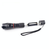 Telescopic Zoom Strong Light Flashlight Strong Magnetic Rechargeable LED Flashlight, Colour: Silver Head (With Battery, EU Plug Charger)