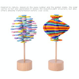 KBX-001 Rotating Decompression Stick Children Wooden Toys(Color Disc Style)