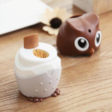 2 PCS Plastic Owl Press Type Automatic Toothpick Box(Brown)