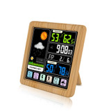 TS-3310 Wireless Weather Clock Multifunctional Color Screen Clock Creative Home Touch Screen Thermometer Wood Grain