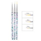 5 PCS Nail Art Brush Tool 3 Set Acrylic Nail Crystal Carving Phototherapy Drawing Pen(Silver Tube)