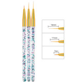 5 PCS Nail Art Brush Tool 3 Set Acrylic Nail Crystal Carving Phototherapy Drawing Pen(Golden Tube)