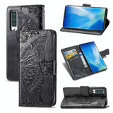 For Arrows NX9 F-52A Butterfly Love Flower Embossed Horizontal Flip Leather Case with Bracket / Card Slot / Wallet / Lanyard(Black)