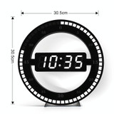 12 Inch Simple LED Ring Round Clock Mute Digital Electronic Clock, Colour: US Plug